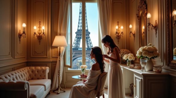 Coiffure luxe à domicile pour mariage à Paris